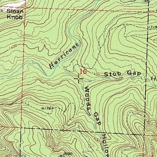Topographic Map of Stob Gap Hollow, AR