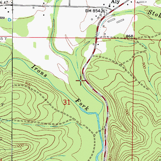 Topographic Map of Stokes Creek, AR