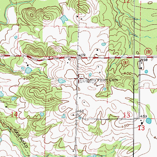 Topographic Map of Stony Point Cemetery, AR