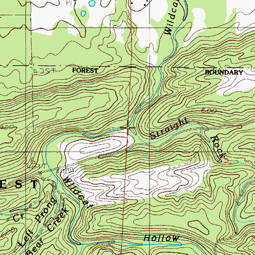 Topographic Map of Straight Rock Creek, AR