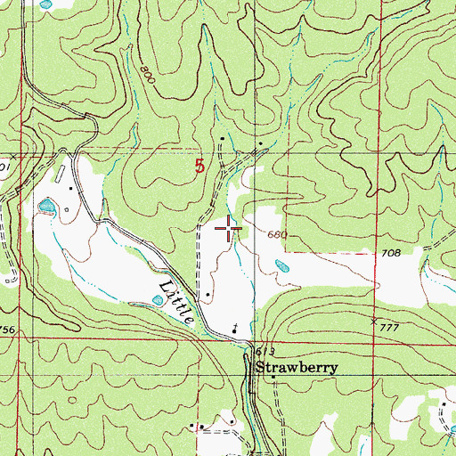 Topographic Map of Strawberry, AR