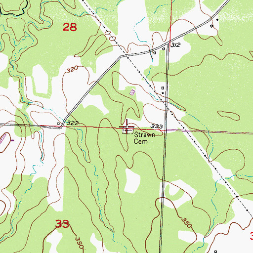 Topographic Map of Strawn Cemetery, AR