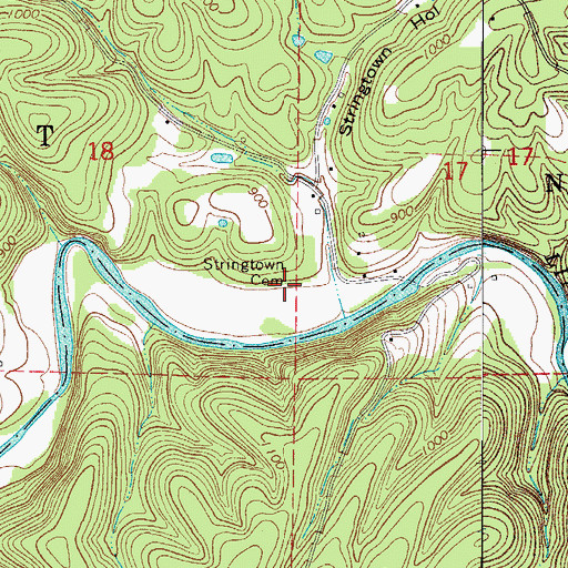 Topographic Map of Stringtown Cemetery, AR