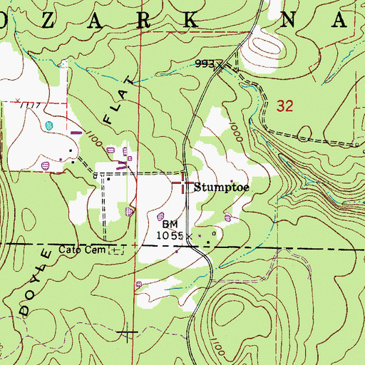 Topographic Map of Stumptoe, AR
