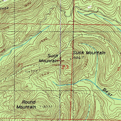 Topographic Map of Suck Mountain, AR