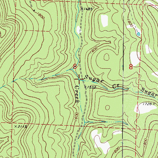 Topographic Map of Sugar Creek, AR