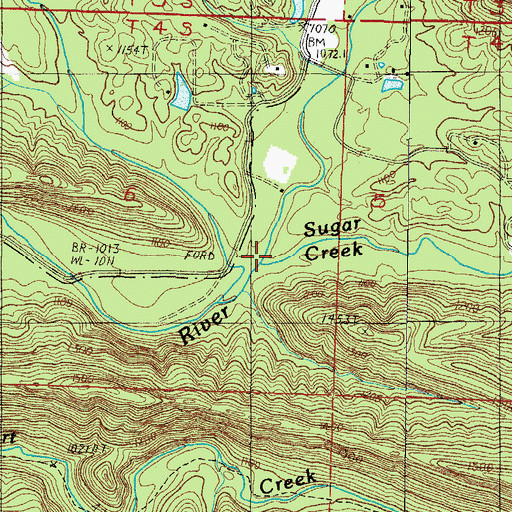 Topographic Map of Sugar Creek, AR