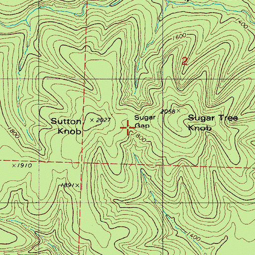 Topographic Map of Sugar Gap, AR