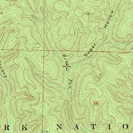 Topographic Map of Sugar Hollow, AR