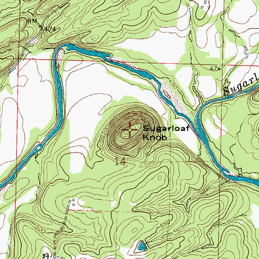 Topographic Map of Sugarloaf Knob, AR
