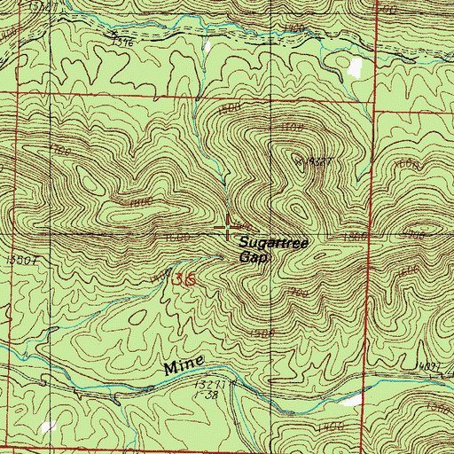 Topographic Map of Sugartree Gap, AR