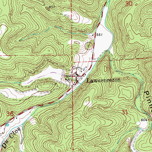 Topographic Map of Lawrenceton School (historical), MO