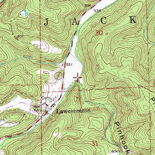 Topographic Map of Pin Hook Branch, MO