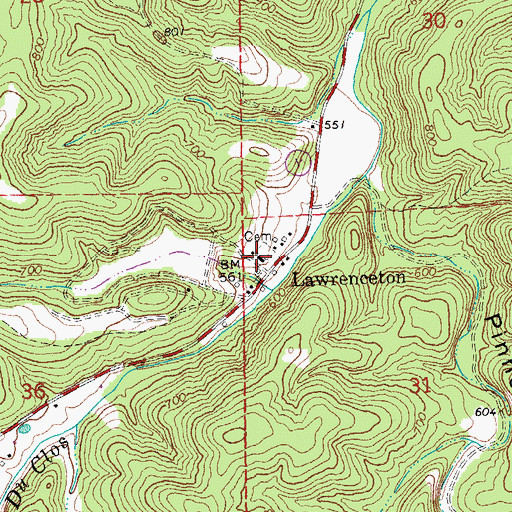 Topographic Map of Saint Lawrences Catholic Church, MO