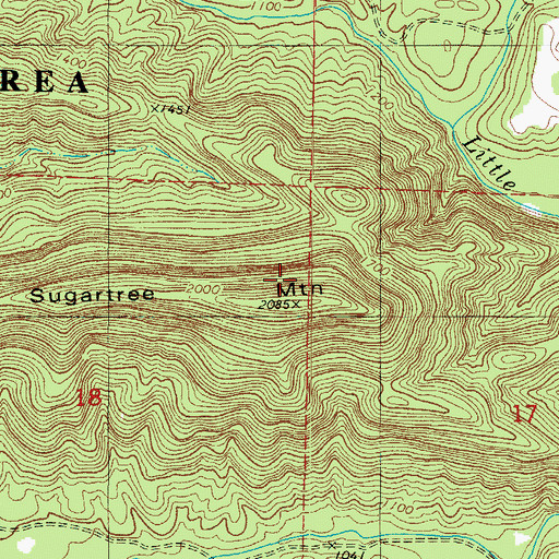 Topographic Map of Sugartree Mountain, AR