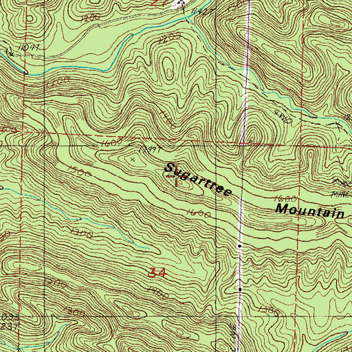 Topographic Map of Sugartree Mountain, AR