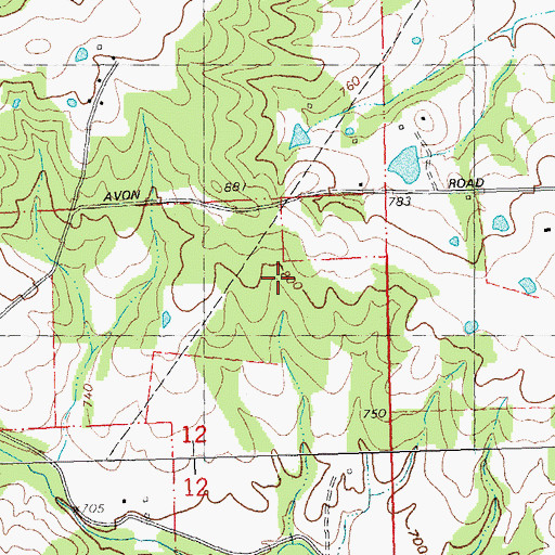 Topographic Map of Avon Lead Mines (historical), MO