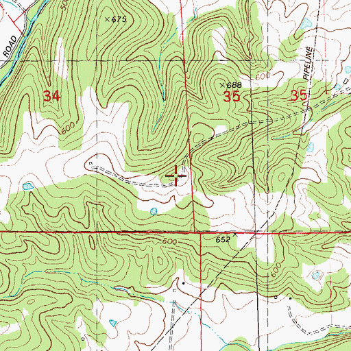 Topographic Map of Mertell Hill, MO