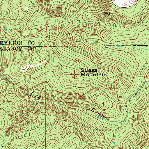 Topographic Map of Suggs Mountain, AR