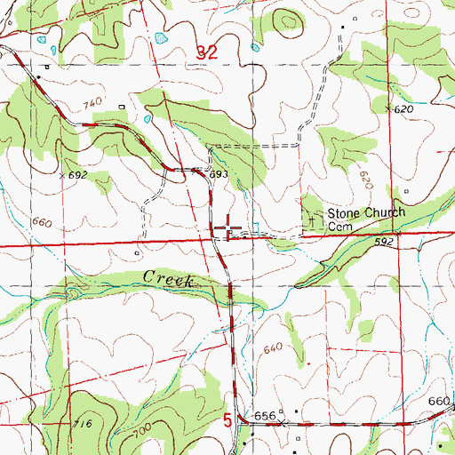 Topographic Map of Stone Methodist Church (historical), MO