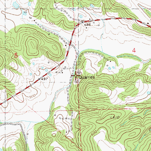 Topographic Map of Ozora Marble Quarries, MO