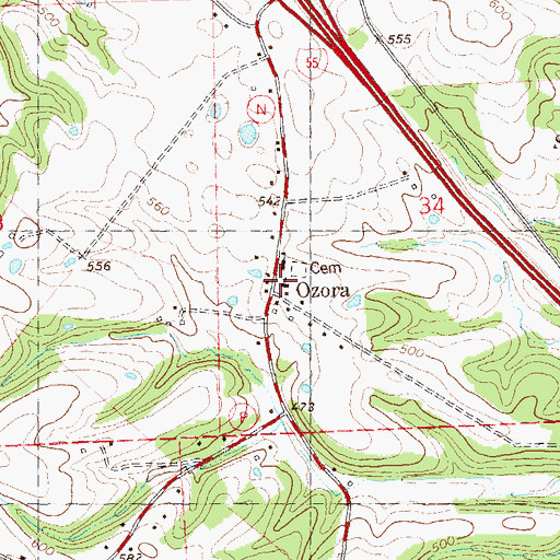 Topographic Map of Sacred Heart Catholic Church, MO