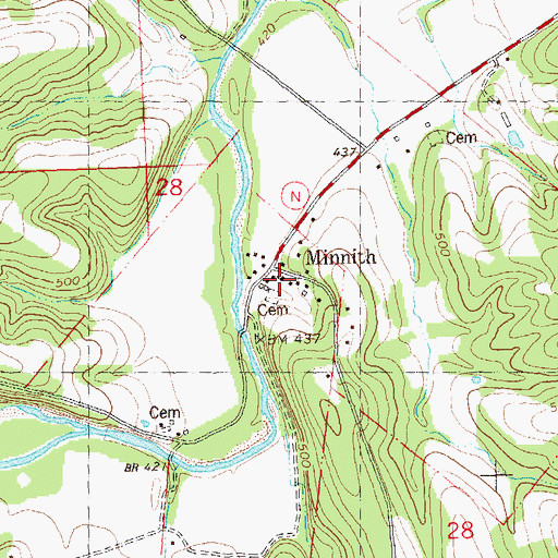 Topographic Map of Saline Baptist Church, MO