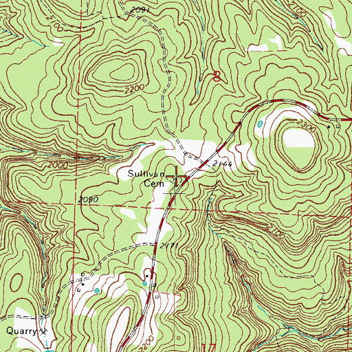 Topographic Map of Sullivan Cemetery, AR