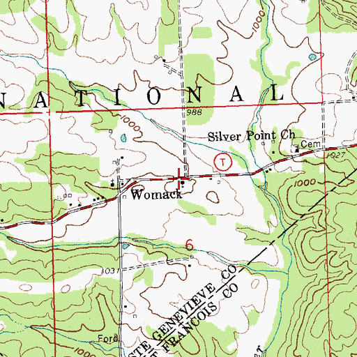 Topographic Map of Bethel Methodist Church, MO