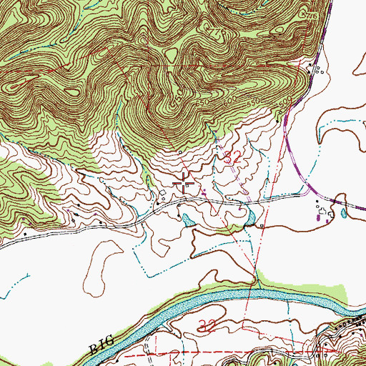 Topographic Map of Stringtown School (historical), MO