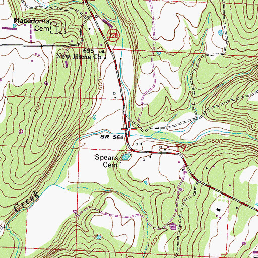Topographic Map of Sulphur Creek, AR