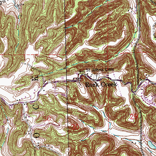 Topographic Map of Saint Johns Church, MO