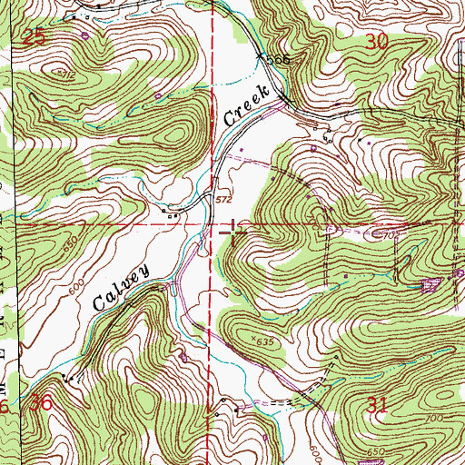 Topographic Map of Calvey School (historical), MO