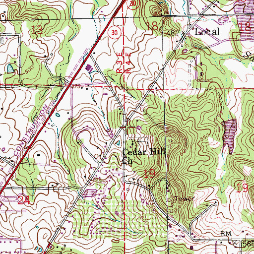 Topographic Map of Local School (historical), MO