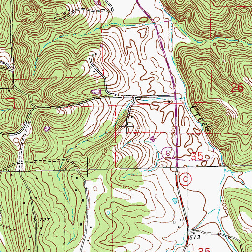 Topographic Map of Cedar Grove School (historical), MO