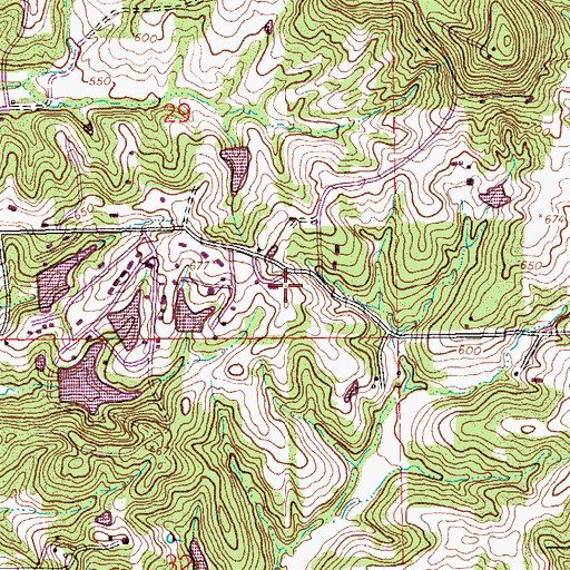 Topographic Map of Oak Hill School (historical), MO