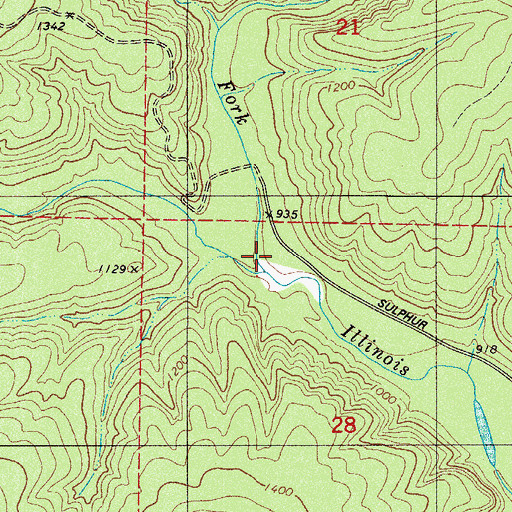Topographic Map of Sulphur Creek, AR