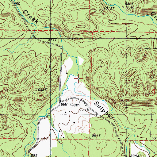 Topographic Map of Sulphur Creek, AR
