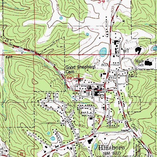 Topographic Map of Church of the Good Shepard, MO