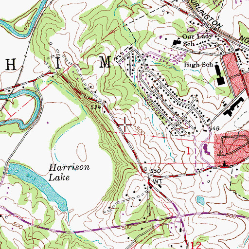 Topographic Map of Bailey School (historical), MO