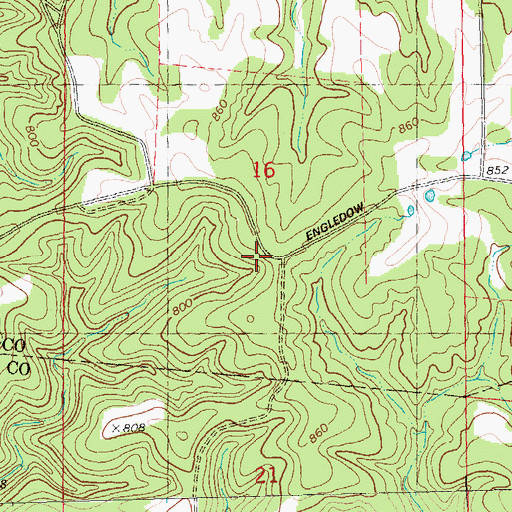 Topographic Map of Moontown School (historical), MO
