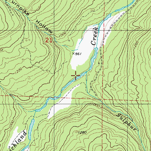 Topographic Map of Sulphur Creek, AR