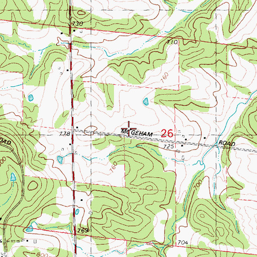 Topographic Map of McGehan School (historical), MO
