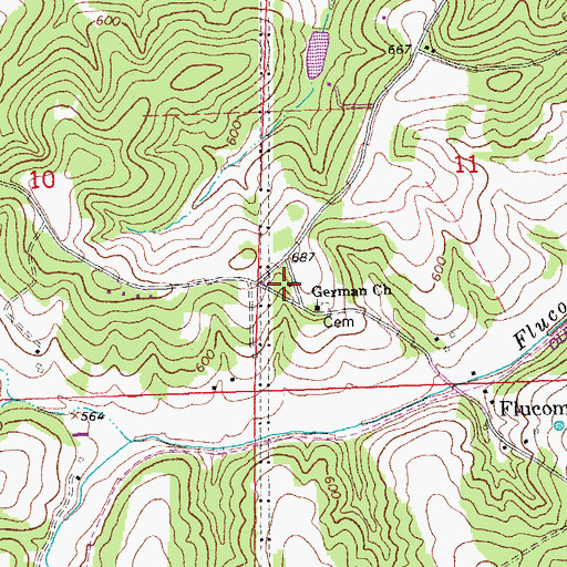 Topographic Map of Fulcom School (historical), MO