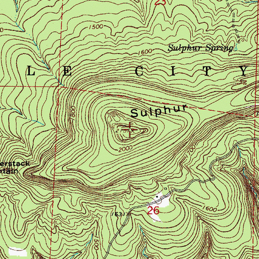 Topographic Map of Sulphur Mountain, AR