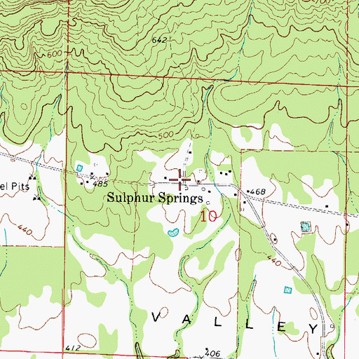 Topographic Map of Sulphur Springs, AR
