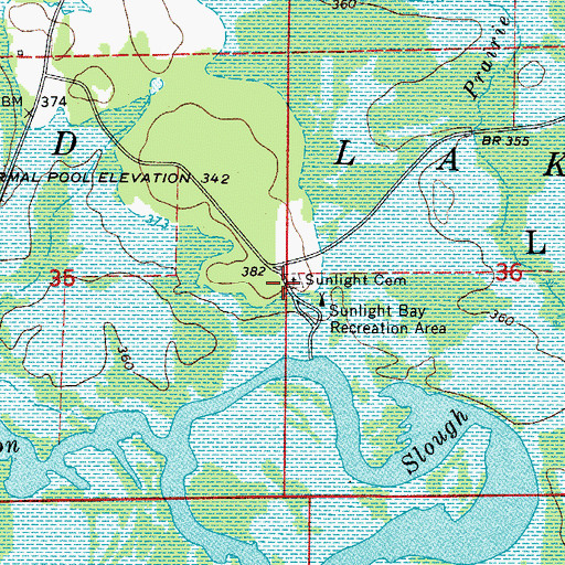 Topographic Map of Sunlight Cemetery, AR