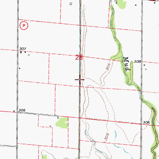 Topographic Map of Ditch Number 34, MO