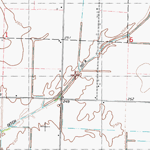 Topographic Map of Ditch Number 8, MO