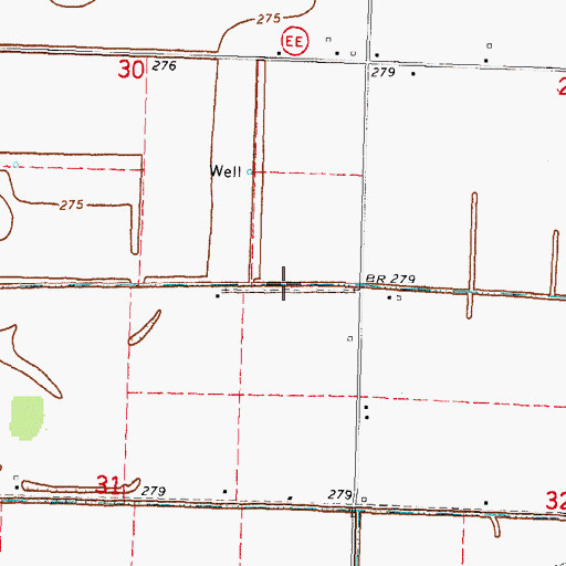 Topographic Map of Ditch Number 52, MO